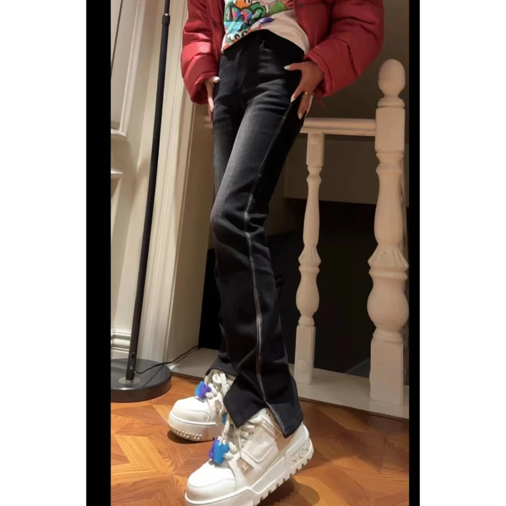 美式设计休闲重工水洗牛仔裤女2026春季新款复古高级感显瘦筷子裤