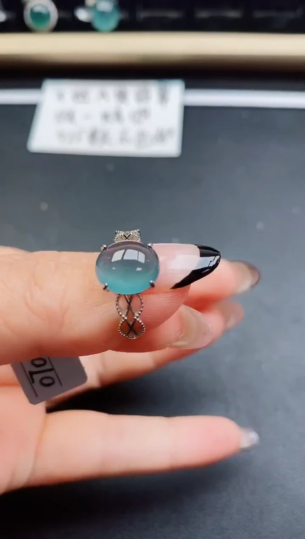 翡翠戒指银S925镶嵌058050