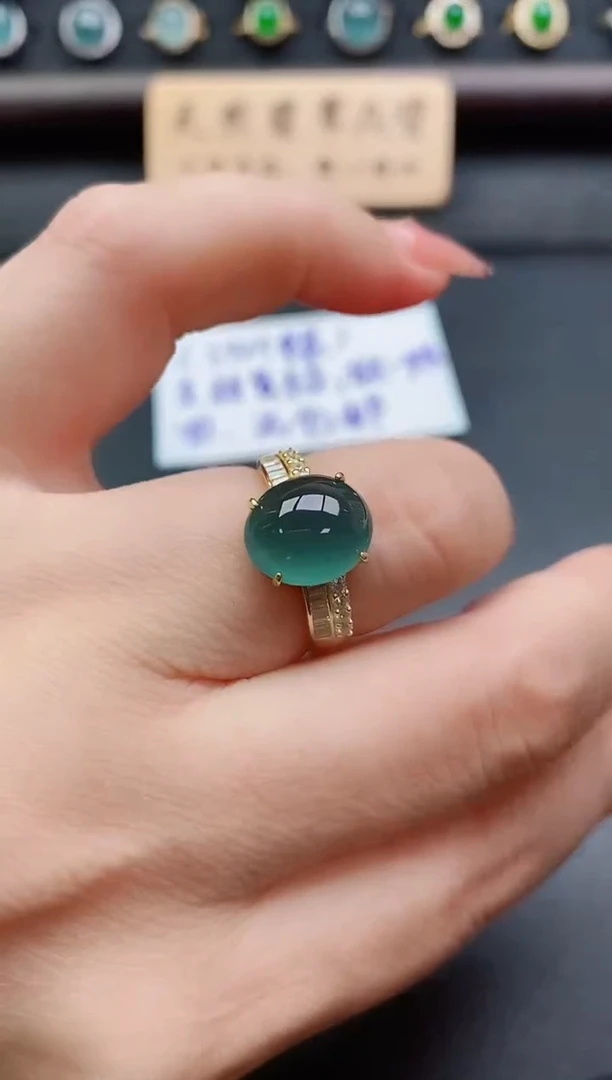 银S925镶嵌戒指翡翠1