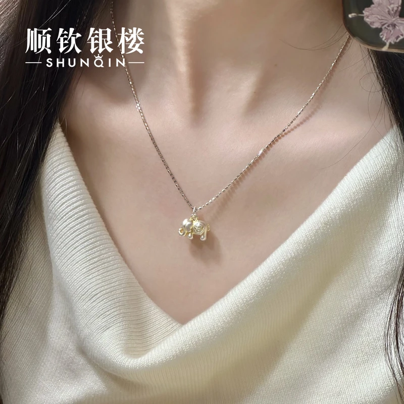 顺钦银楼 吊坠足银 【富象吊坠】足银999时尚百搭可爱小象吊坠