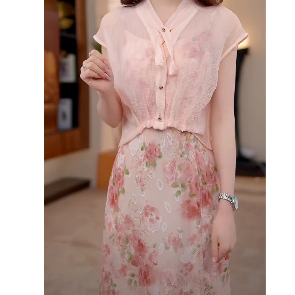 （刘七七桃之夭夭）-2025新款休闲气质收腰显瘦度假裙W52A36603