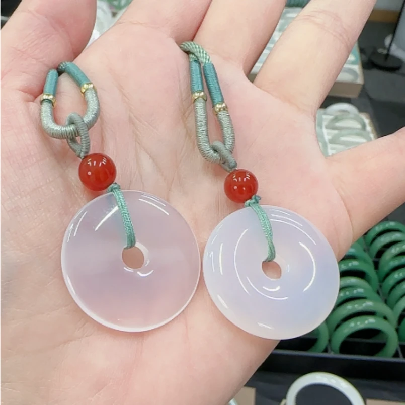 平安扣精致天然玛瑙平安大肉扣妈妈礼物项链