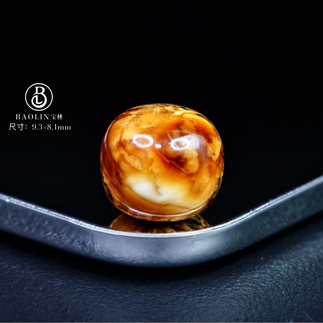 特惠-9.3mm橘红咖满沁奥利奥老型c1  天然琥珀蜜蜡精品文玩配饰