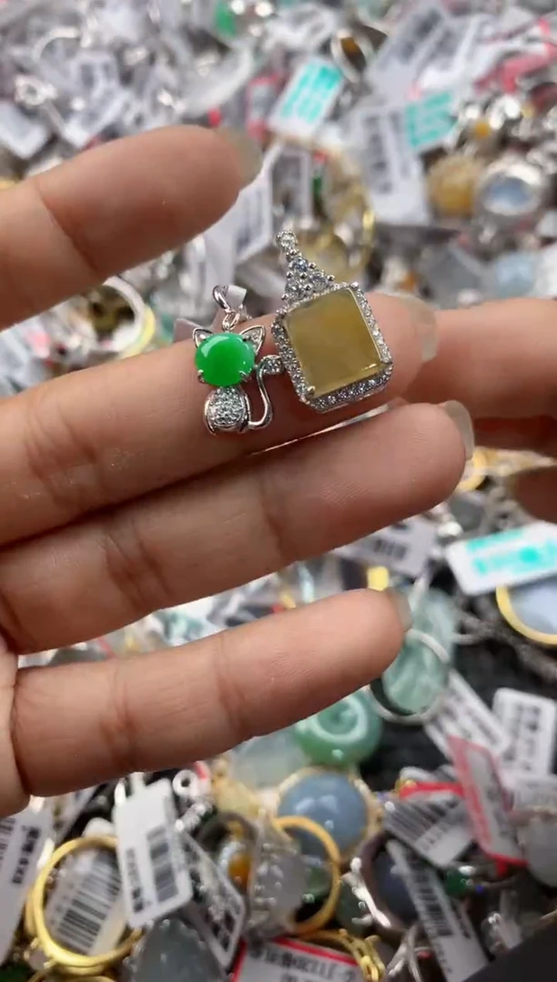 银S925镶嵌戒指翡翠101010----9