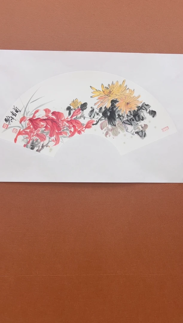 国画李文峰花鸟扇面