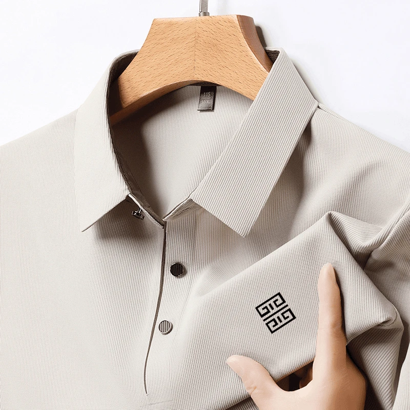 保罗波士敦夏季新款男士冰丝polo衫休闲翻领短袖T恤纯色薄款透气