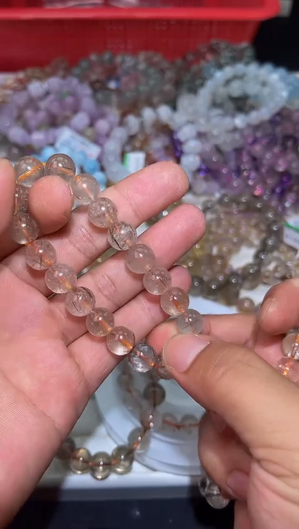 水晶手串未镶嵌L2-10mm金发晶单圈-多样性发其一