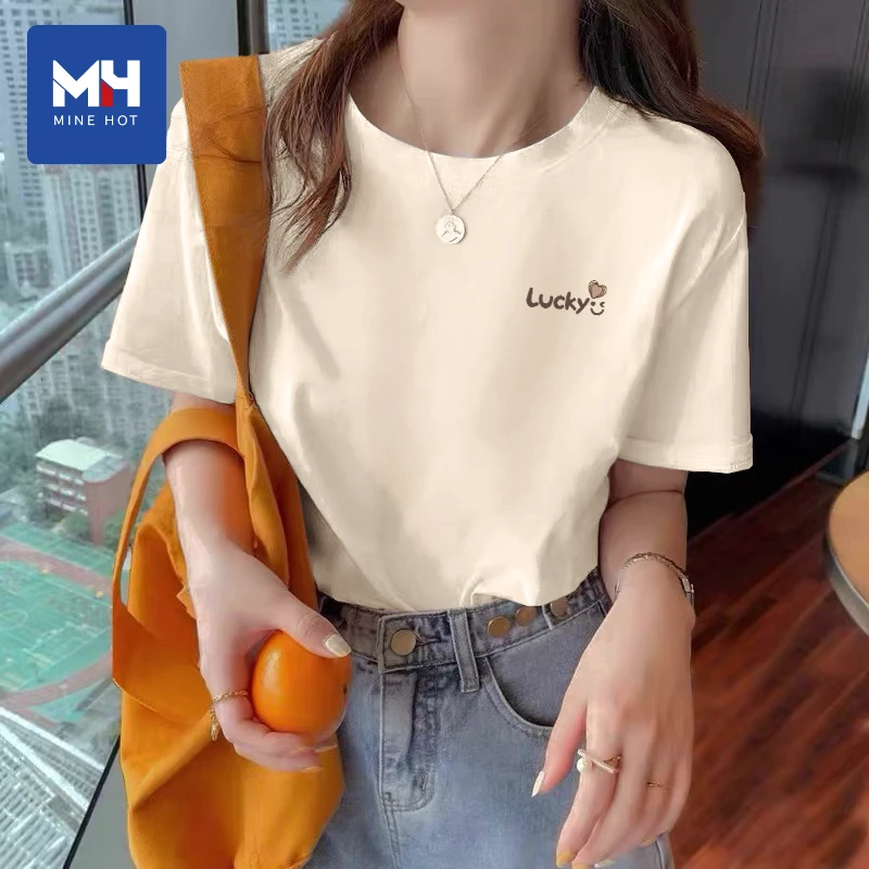 唐狮集团MH女装纯棉短袖t恤2025夏新款纯棉正肩透气休闲百搭T恤