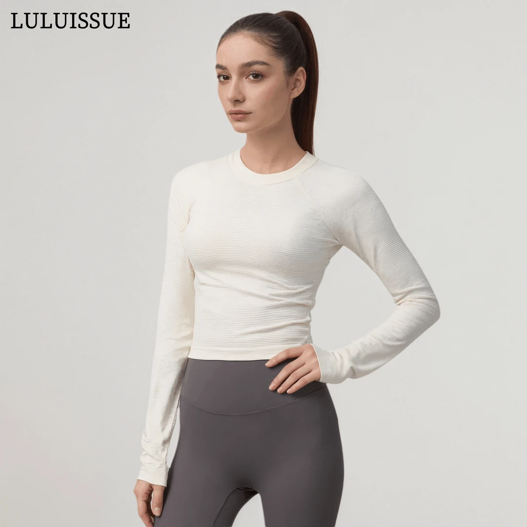 LULUISSUE女春秋新款长袖修身速干干圆领跑步训练运动上衣健身服