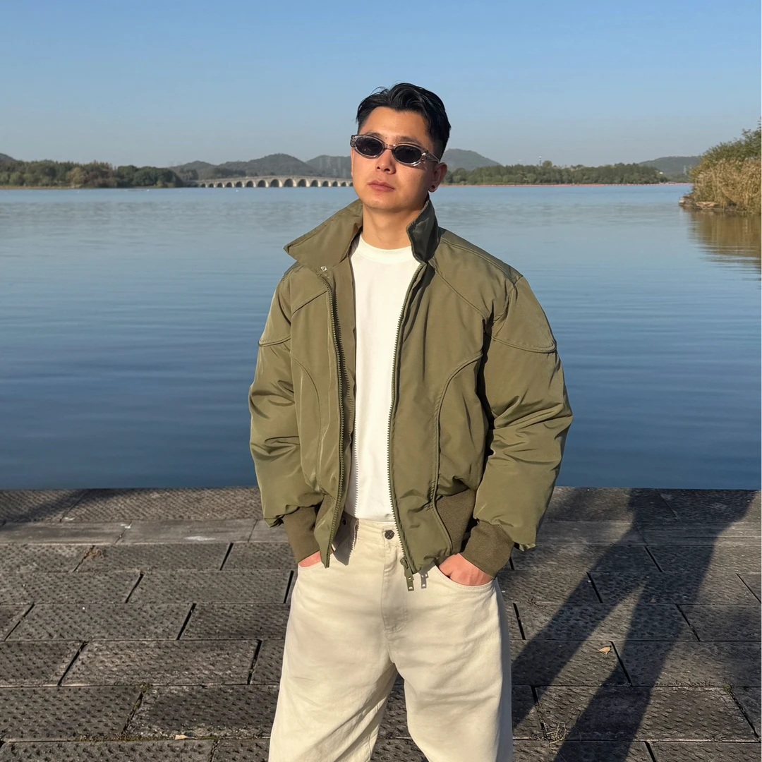 GP2 2025aw立体结构廓形毛领棉服外套冬季男女短款线条分割棉衣