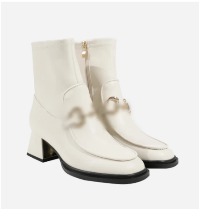 DALI PLUS马衔扣靴子 时尚真皮光面皮革中跟切尔西靴-DLXZ-104