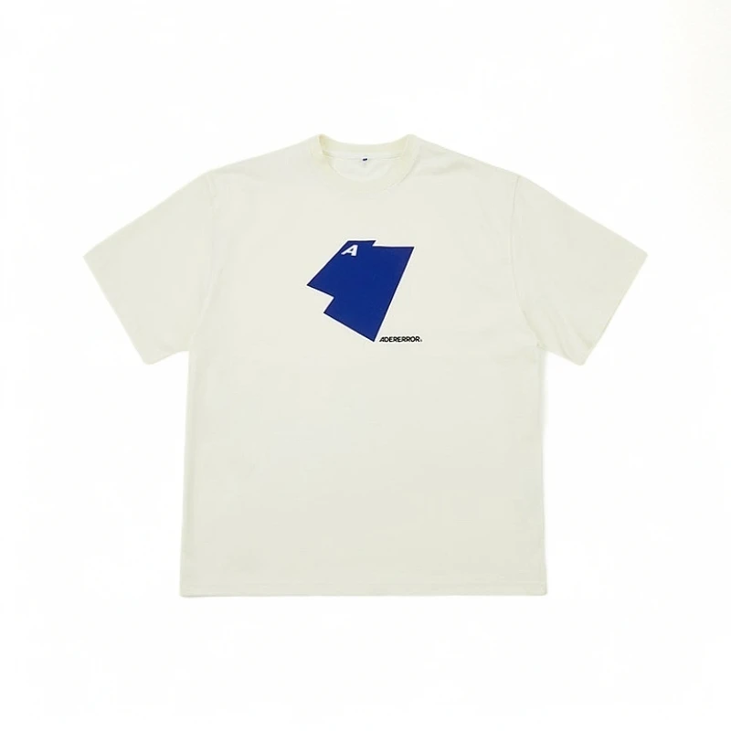 Ader Error 方块印花标语字母柠檬黄圆领宽松短袖