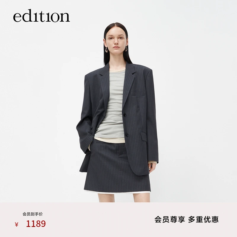 【商场同款】edition条纹绵绵羊毛女绅士西装#EBC3BLA001