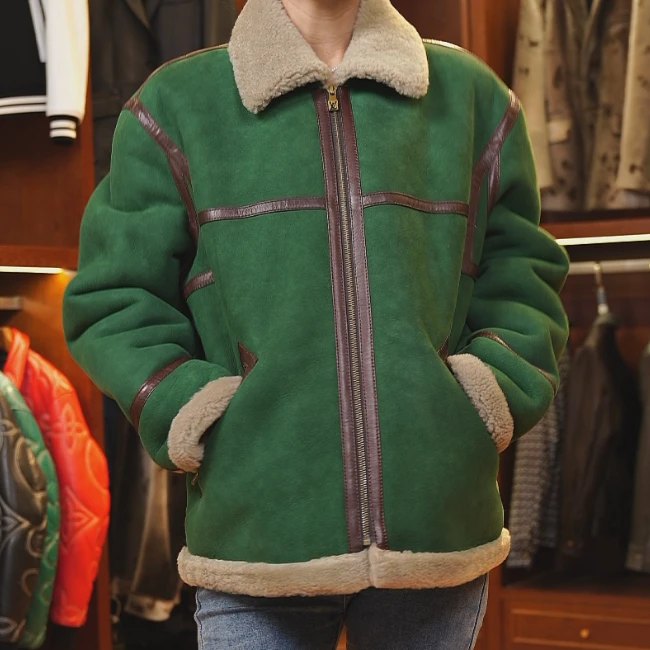 22078萨尼秋冬原生态绵羊皮毛一体真皮皮衣男款外套皮大衣