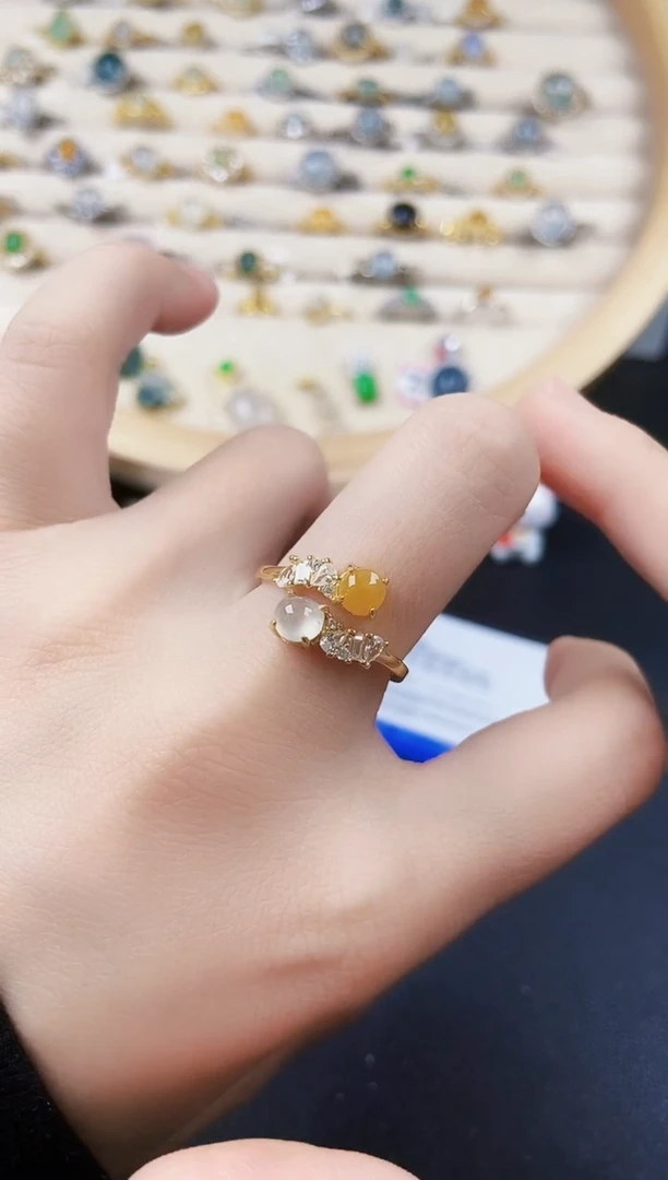 【闪购商品】翡翠戒指银S925镶嵌464646