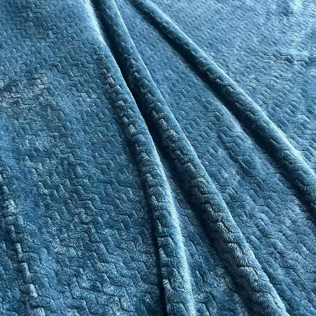 MT-2025017深蓝色波纹盖毯200*180