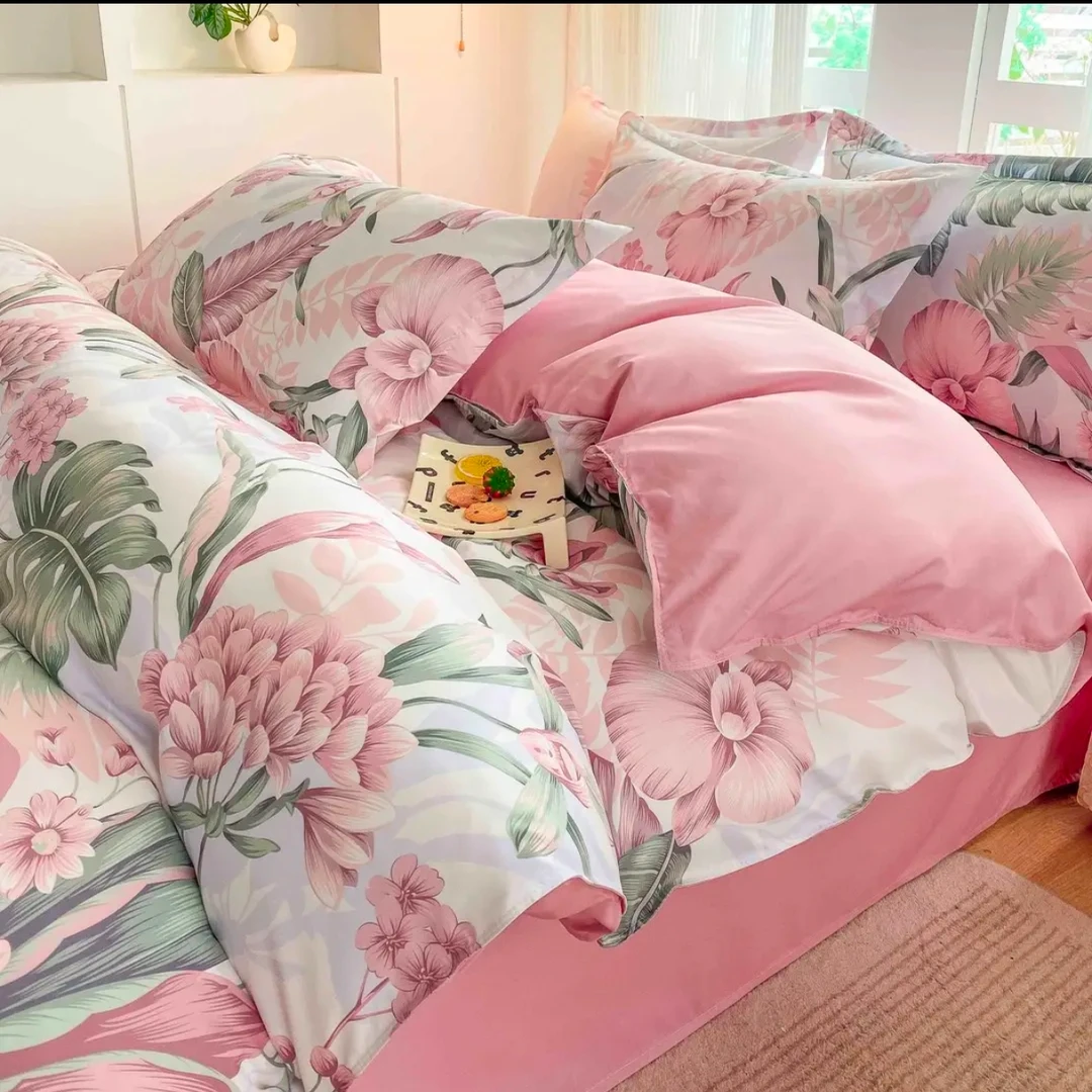 【莫奈花园】 亲肤柔软四季可用四件套斜纹棉材质简约纯色印花