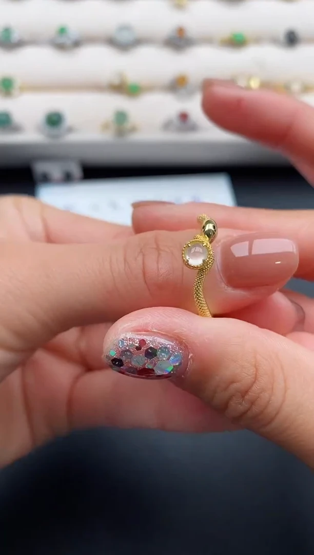 银S925镶嵌戒指翡翠2222222+4