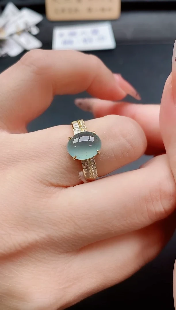 银S925镶嵌戒指翡翠1