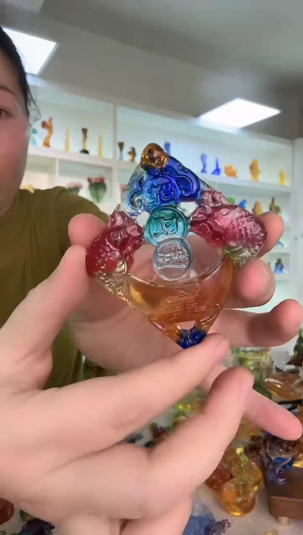 手工艺品琉璃招财进宝两个