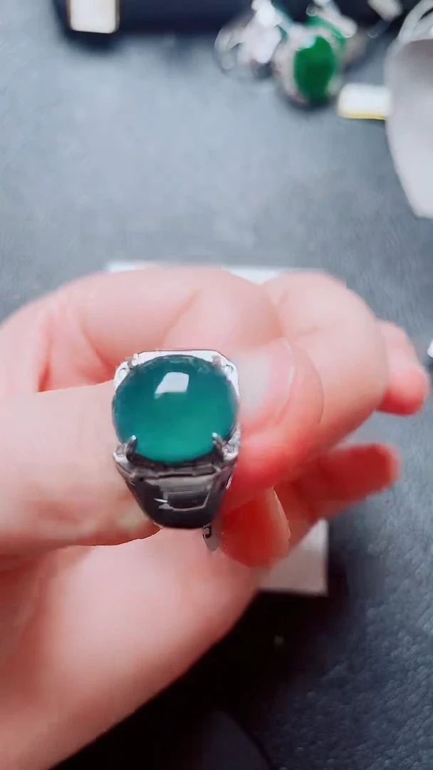 银S925镶嵌戒指翡翠1