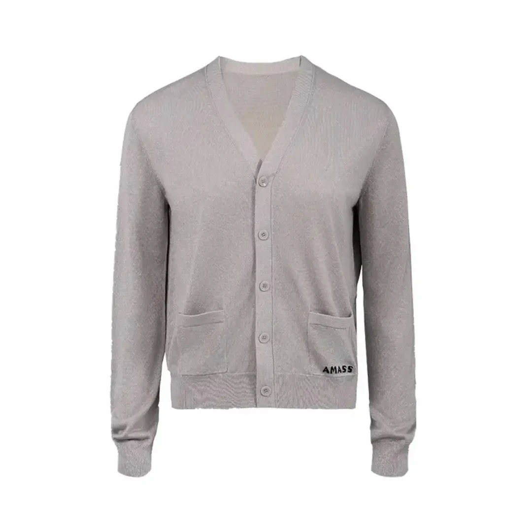 阿玛施春季v领上衣薄款时尚简约百搭设计长袖针织衫女休闲548025