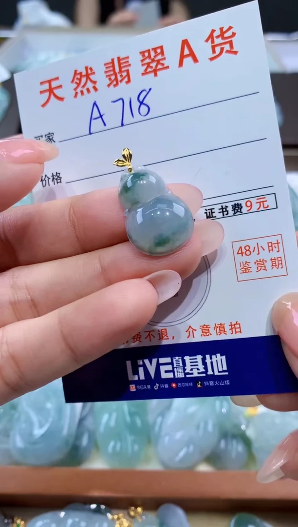 颈饰18K金镶嵌翡翠天然翡翠A货挂件