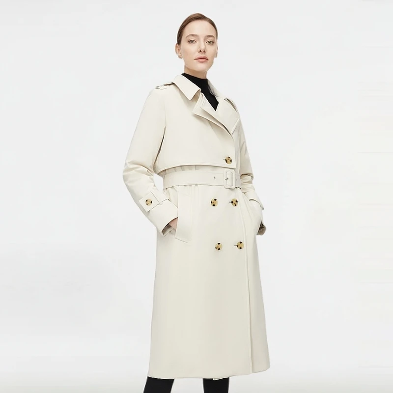 波司登【商场同款】鹅绒冬季女商务时尚长款脱卸风衣羽绒服外套4282