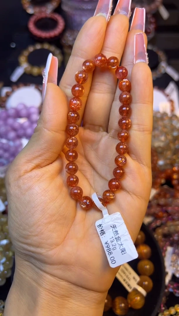 未镶嵌手串长石金太阳7mm+