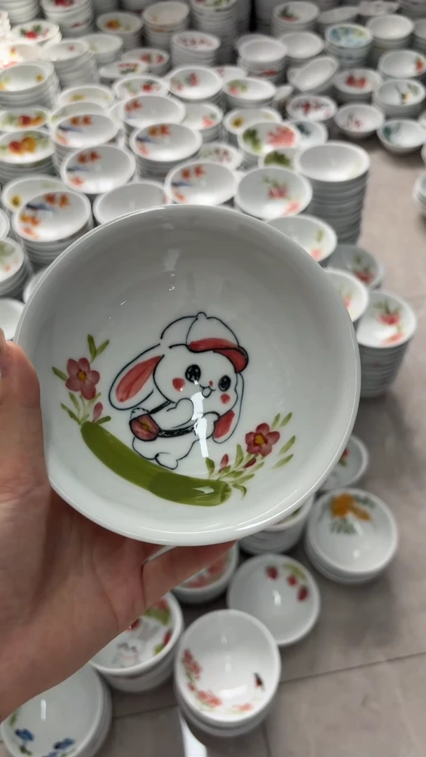 瓷片景德镇高温陶瓷食品级手绘釉中彩-壮壮碗