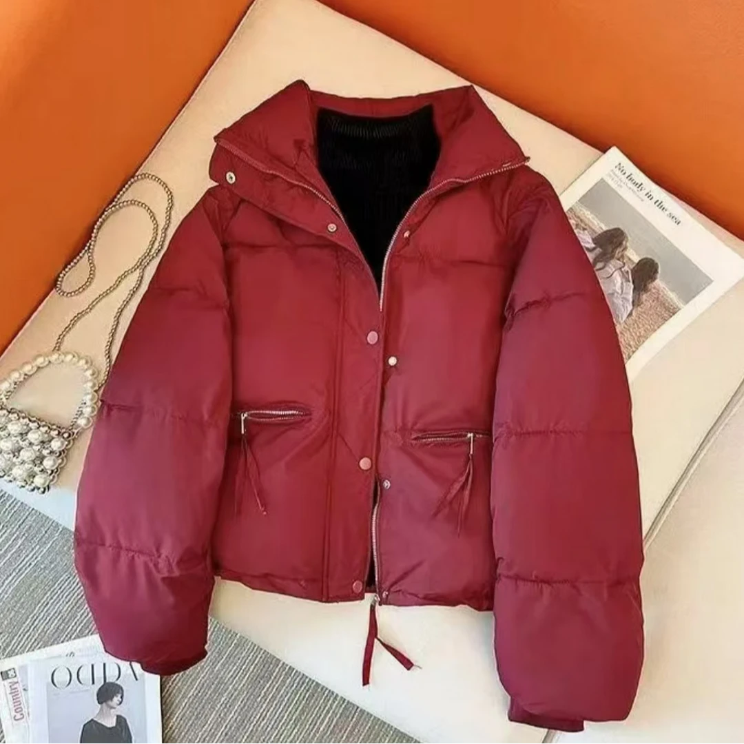 2024秋冬新款韩版立领面包服女短款小个子休闲轻薄棉服显瘦外套潮