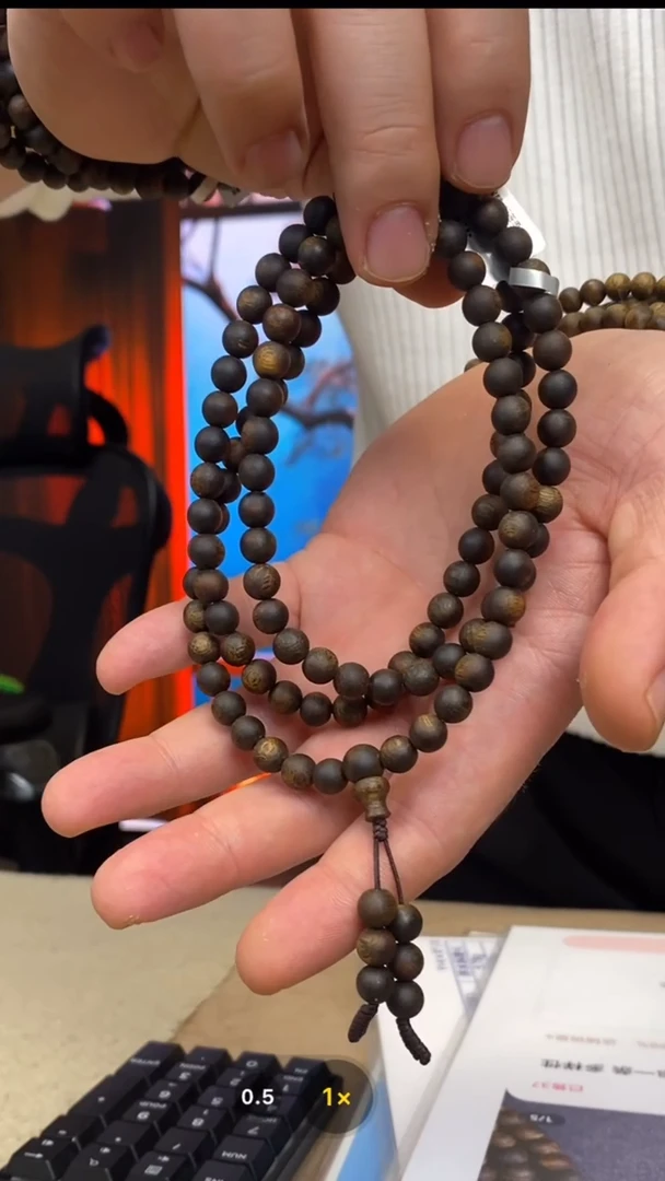 沉香手串沉水收藏级/乌身圆叶/圆珠0.7长串/WC85