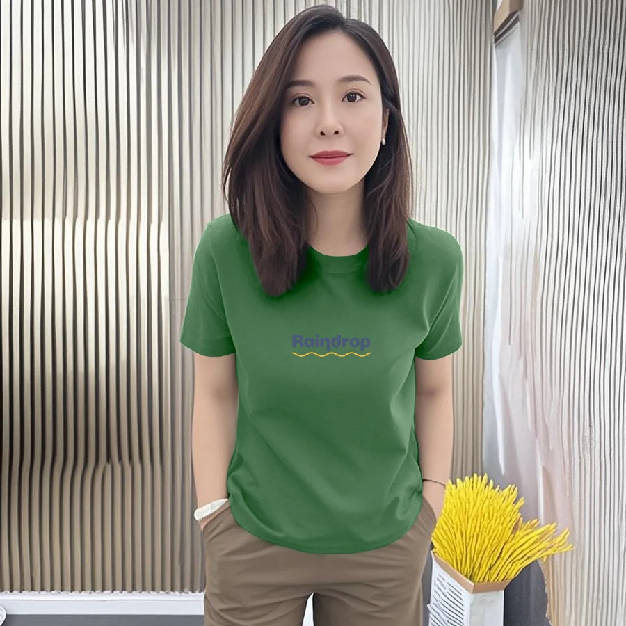 百搭显瘦2025新款夏季短袖t恤女士宽松大码圆领印花时尚休闲上衣