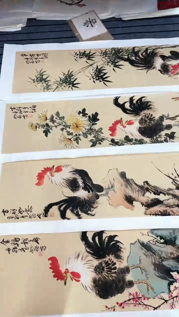 精品国画花鸟作品条屏