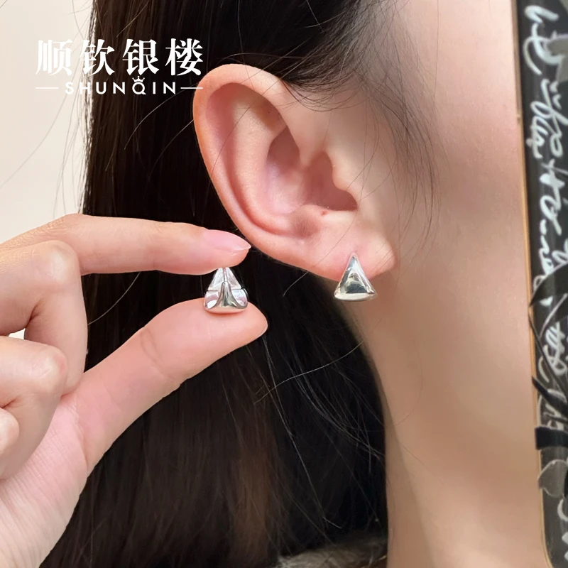 顺钦银楼 925银耳饰 【行简耳扣】S925银耳扣简约精致气质百搭