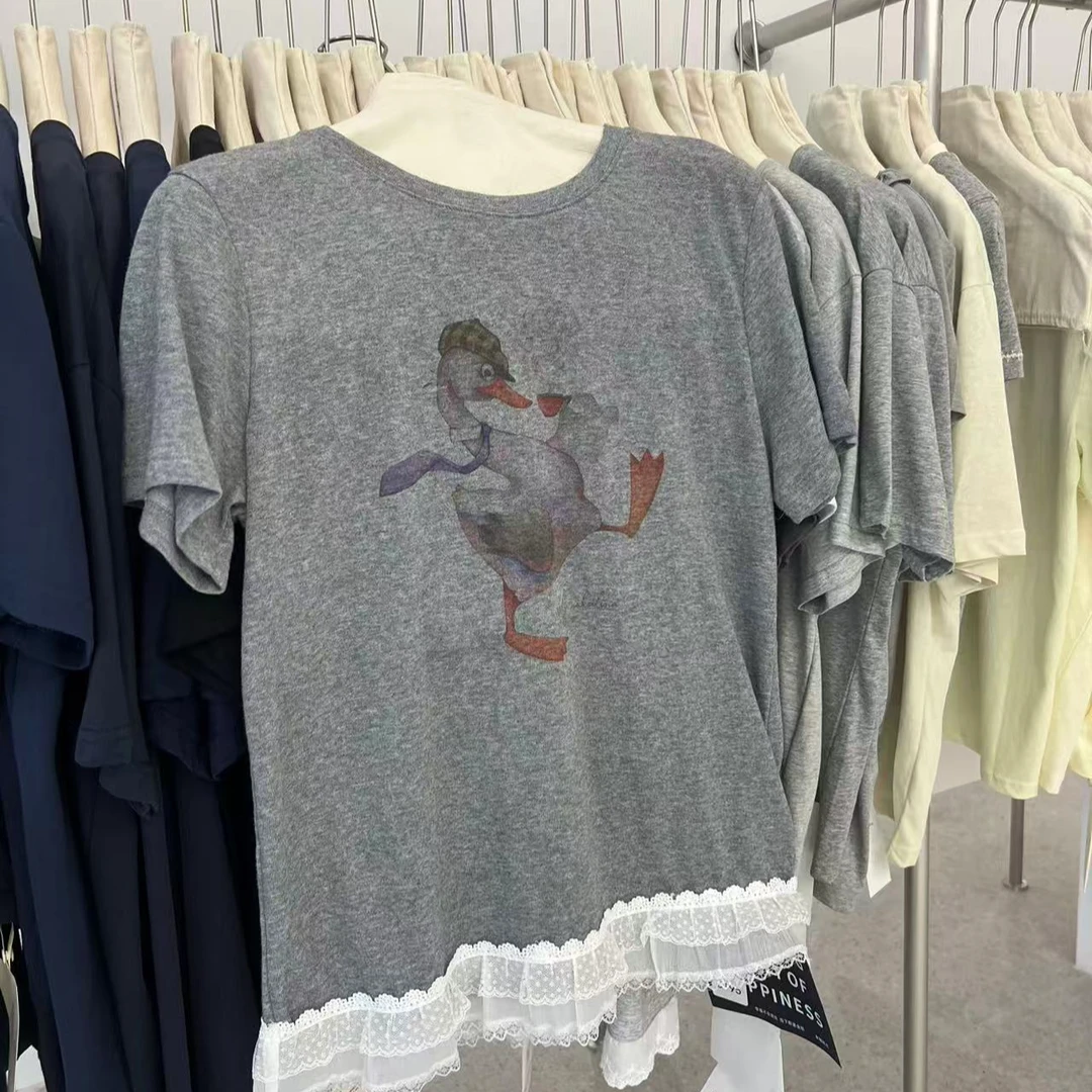 5195 U 韩版女新款夏款时尚洋气百搭休闲宽松印花短袖