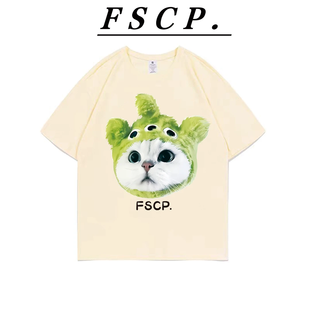 【FSCP.】史莱克小猫！纯棉短袖重磅卡通印花潮流百搭T恤