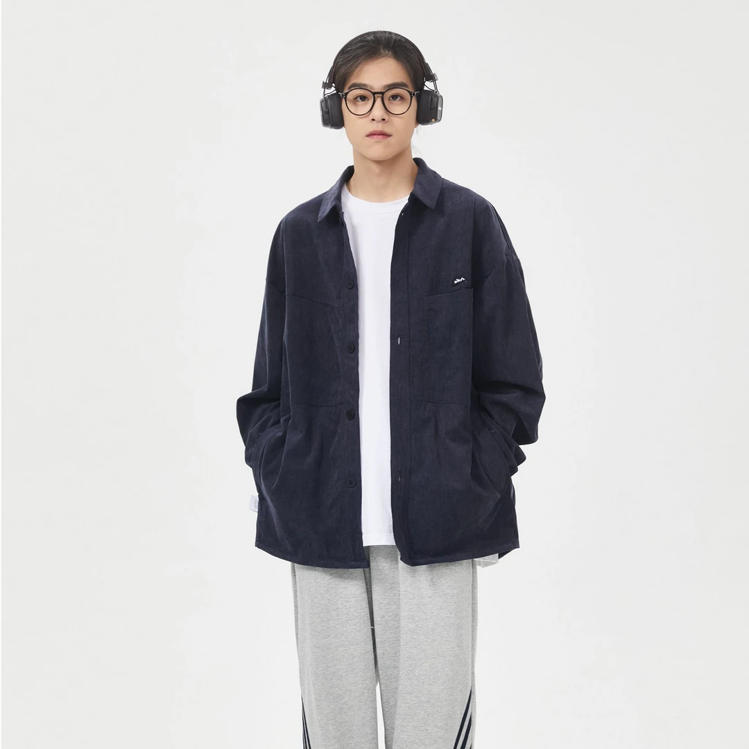 25秋季设计款灯芯绒拼接衬衫时尚休闲质感纯色衬衫男款实穿主义