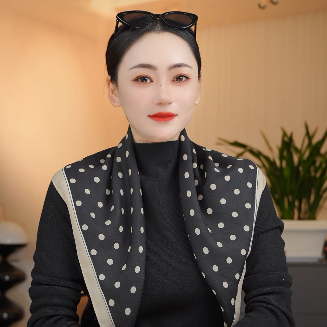 P9【黑巧】新款单面棉质65*65精致小方巾