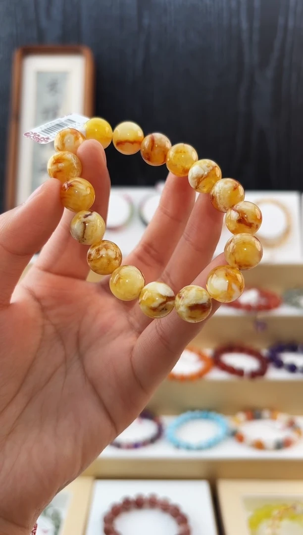 手串蜜蜡未镶嵌MJJNN4371沁色蜜蜡手串11+多样性发一