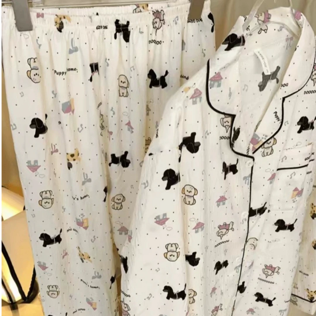 外贸品牌尾货睡衣女长袖春秋新款云朵棉卡通休闲家居服