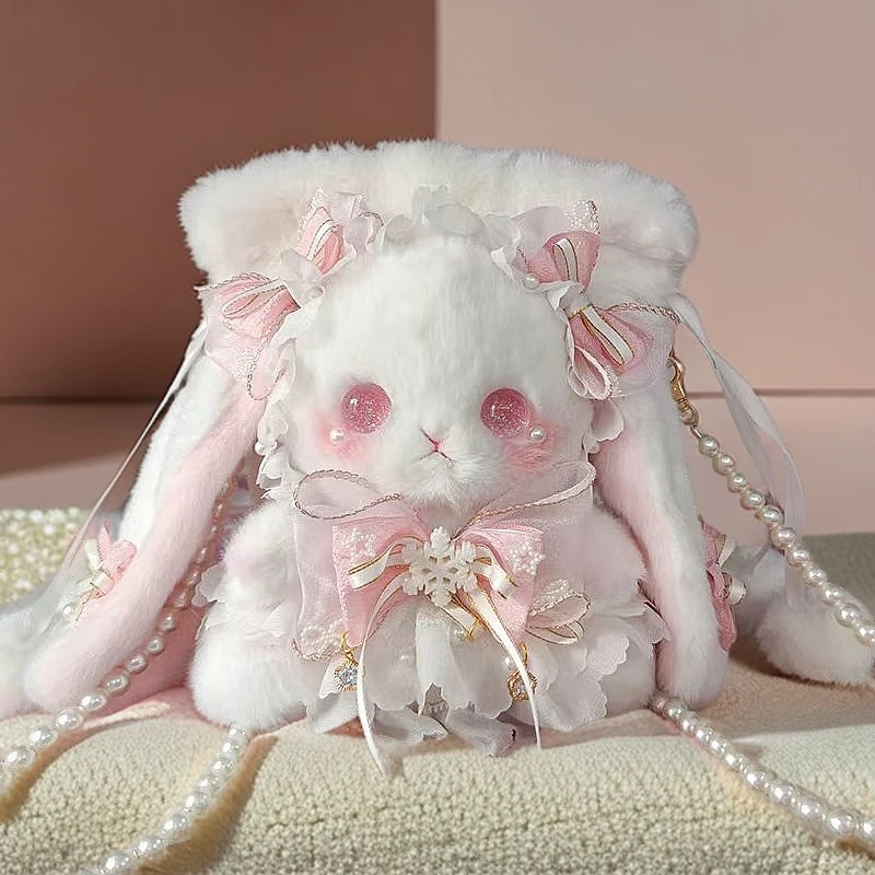 时尚高颜值ins洛丽塔儿童兔子包小花碎布女生可爱lolita垂耳兔Q34