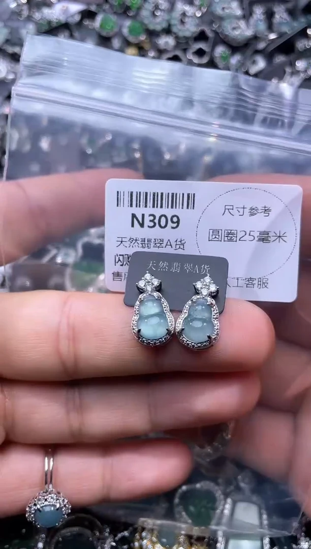 【闪购商品】翡翠颈饰未镶嵌N309耳钉