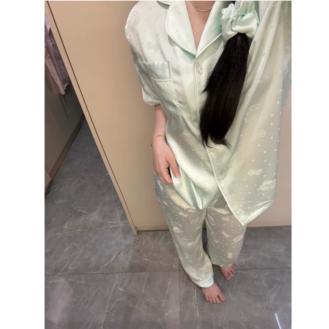 【三件套】轻奢高级凯蒂猫冰丝睡衣女士夏款短袖短裤长裤家居服套