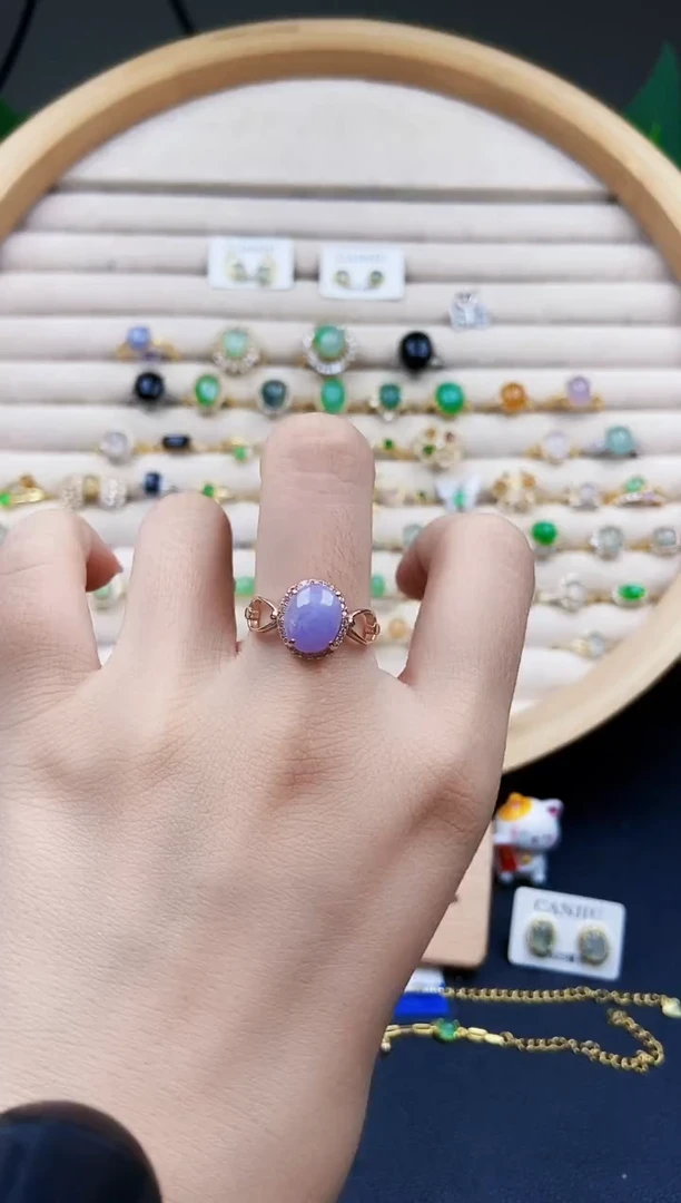 翡翠戒指银S925镶嵌12