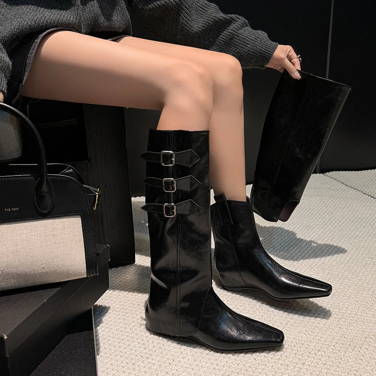 网红黑色时装靴骑士瘦瘦靴短靴长靴筒靴高筒长筒中筒不过膝女靴
