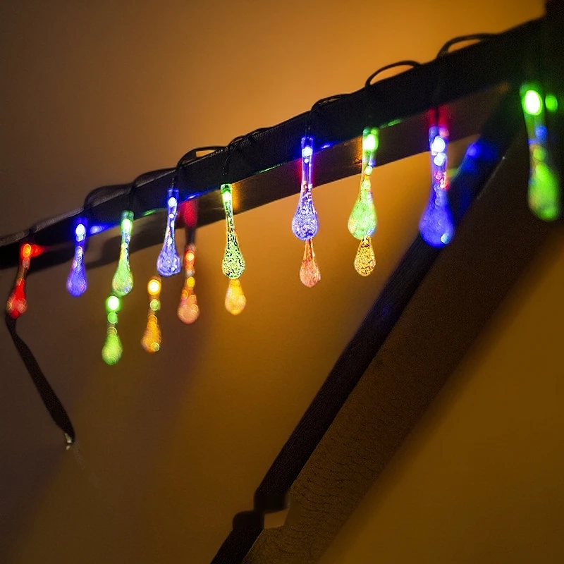 太阳能阳台led水滴灯串户外防水庭院露营帐篷装饰灯圣诞节彩灯