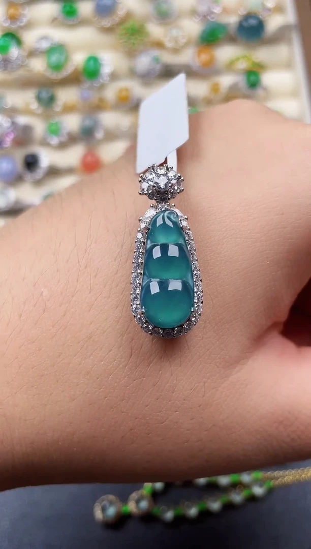 吊坠(不含链)银S925镶嵌翡翠49