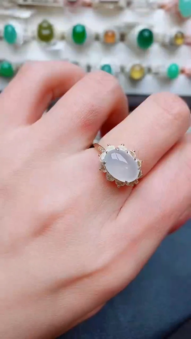 银S925镶嵌戒指翡翠...