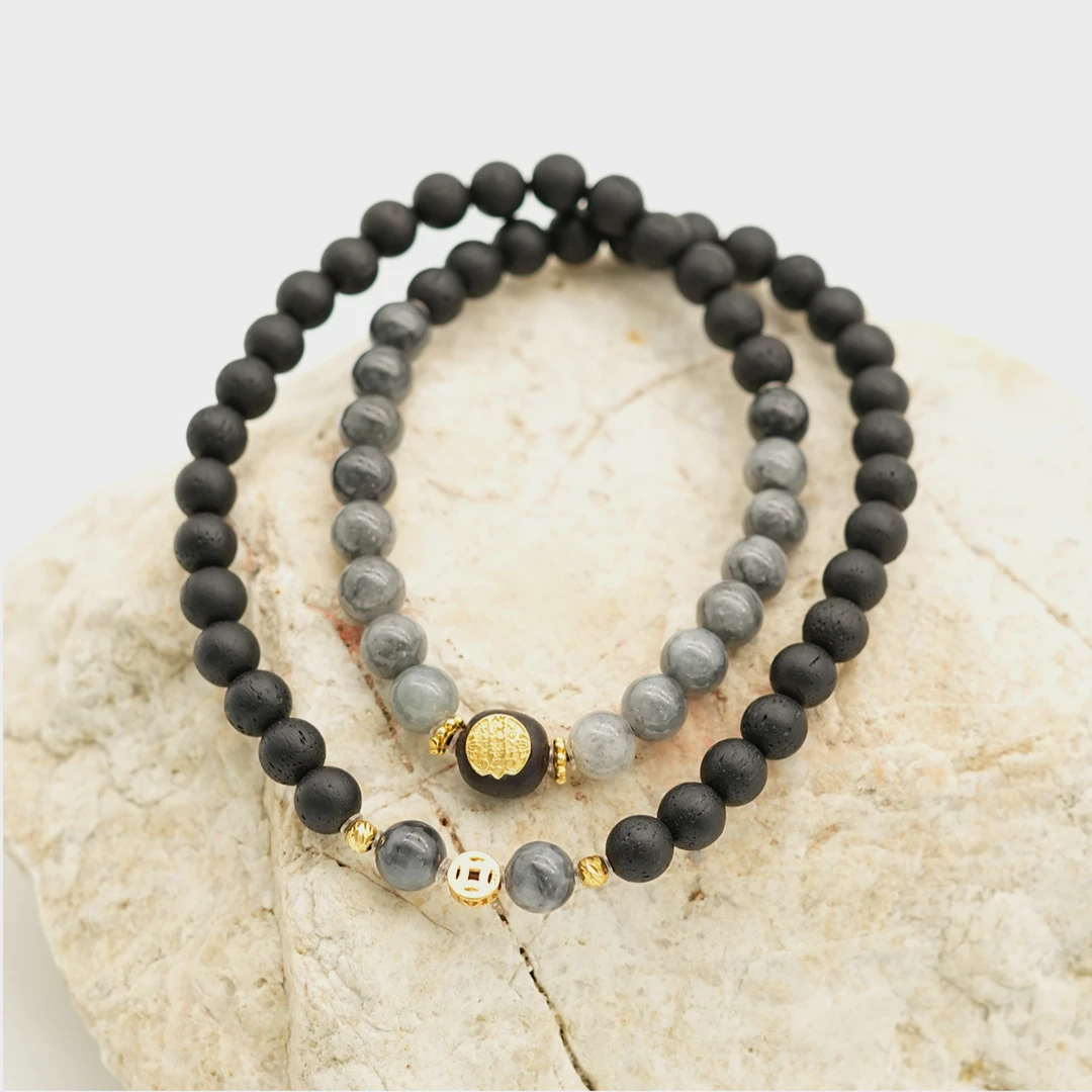 【乌金】降真香乌鸡翡翠6mm双圈手串多样性发一